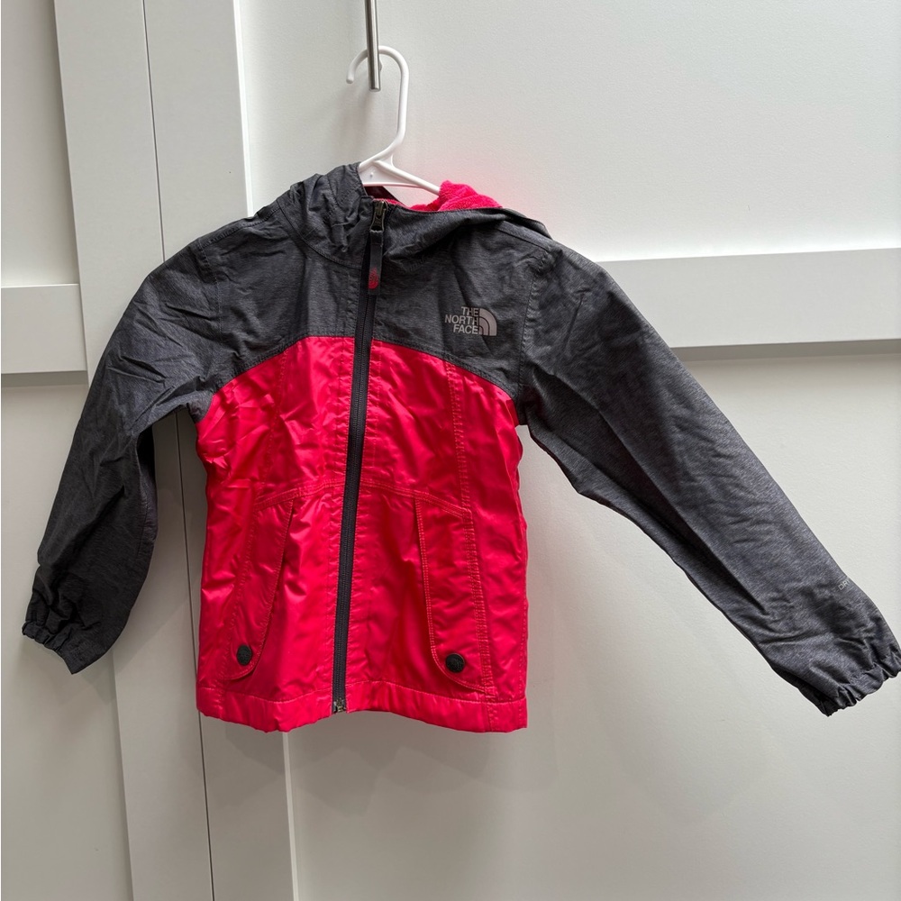 The North Face Pink and Gray Hooded Fleece Lined Kids Jacket Size 5T XXS